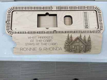 Large Custom Wooden Cribbage Board – 18″