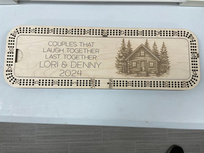 Large Custom Wooden Cribbage Board – 18″