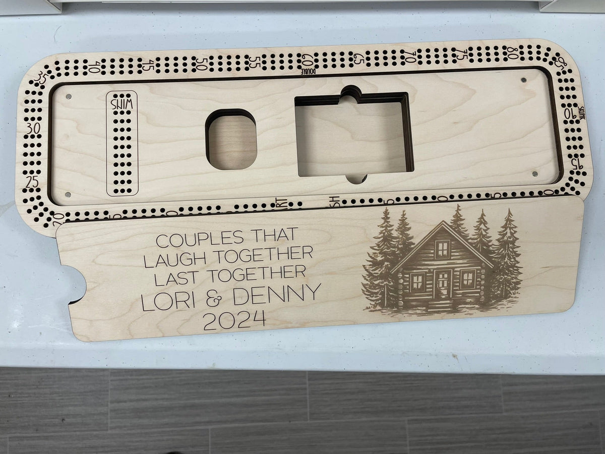 Large Custom Wooden Cribbage Board – 18″