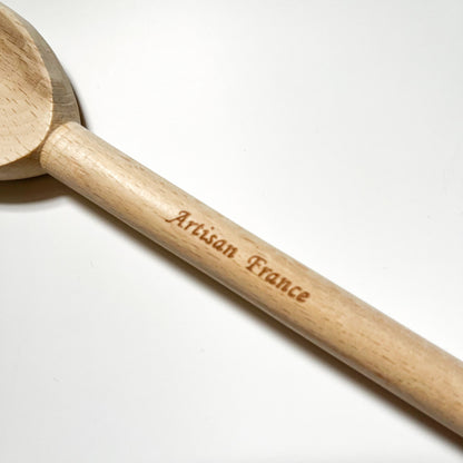 Cuillère de cuisson artisanale en hêtre – 100 % naturelle – Cuillère en bois non toxique – 30 cm