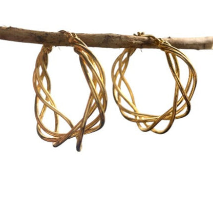Twist Hoop Earrings - Gold Plate