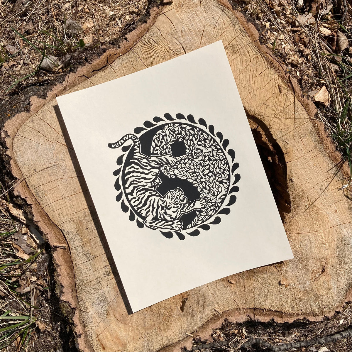 'Tiger' lino print