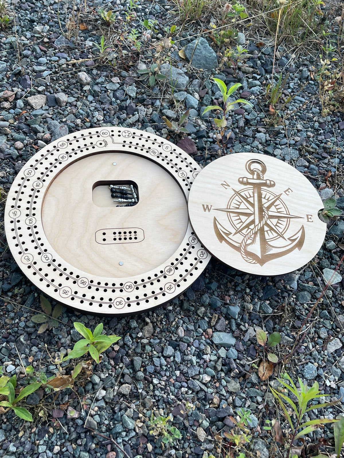 Plateau de Cribbage de 9 pouces fait à la main pour deux joueurs avec rangement | Jeu de voyage en bois par F&C Gift Store