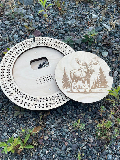 Plateau de Cribbage de 9 pouces fait à la main pour deux joueurs avec rangement | Jeu de voyage en bois par F&C Gift Store