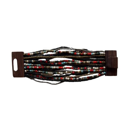 Mixed Bead Bracelet with Wooden Clasp