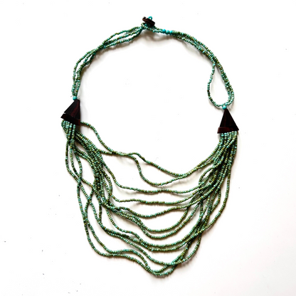Short Multi-Strand Necklace with Wood Detail