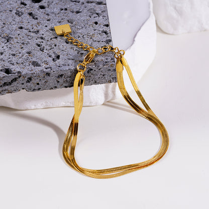 INESE : Bracelet doré à 2 rangs texturé façon peau de serpent
