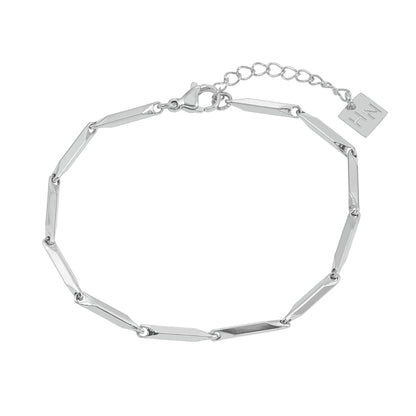 Style ITARSI Argent : Bracelet chaîne à perles géométriques minimalistes