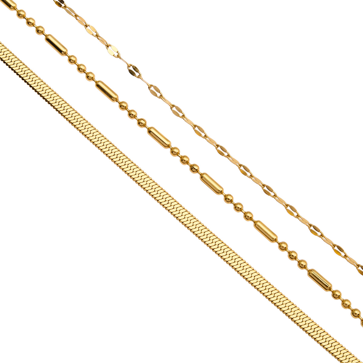 IRIS Triple Layer Multi Chain Gold Necklace