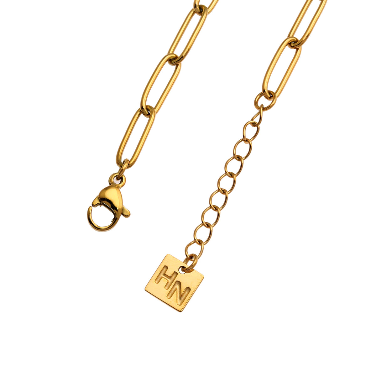 Bracelet chaîne en or IZARA avec trombones et perles ovales