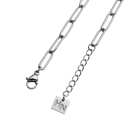 Bracelet en chaîne IZARA avec trombones et perles ovales en argent