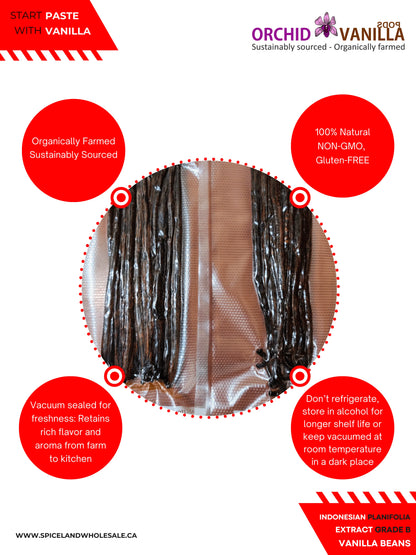 Indonesian Vanilla Beans (Sumatra) Planifolia Extract Grade-B<br>For Extract Making<br>By Pound