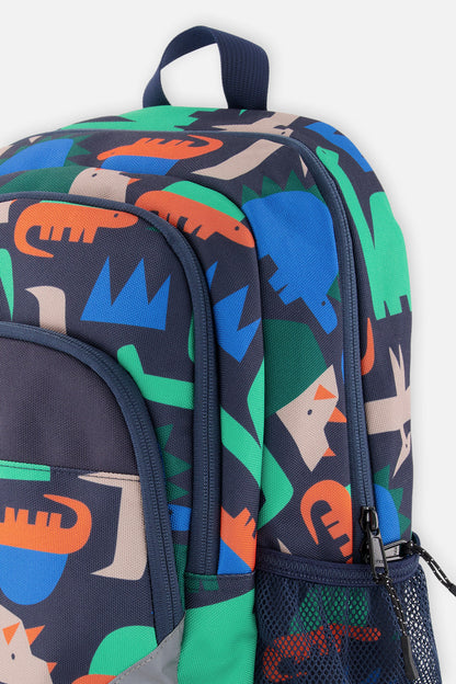 Little Kids Backpack Navy Dinosaur Print