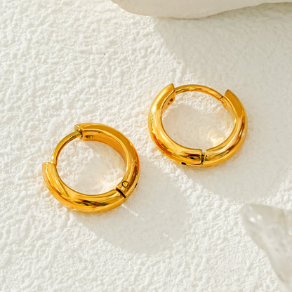JAANBERG Gold: Mid Width Smooth Finish Mini Hoops for Day-to-Night Elegance