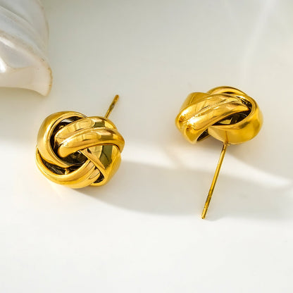JATANI Gold : Boucles d'oreilles clous contemporaines Nœud d'amour