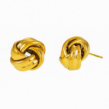 JATANI Gold : Boucles d'oreilles clous contemporaines Nœud d'amour