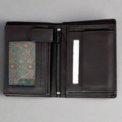 JBG International Men's Snap Close Flip Bifold Leather Wallet