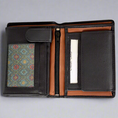 JBG International Men's Snap Close Flip Bifold Leather Wallet