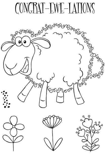 Tampon Woodware Clear Singles Fuzzie Friends Sadie le Mouton 4 po x 6 po