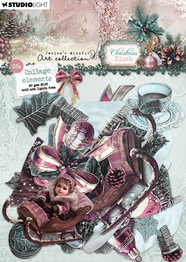 JMA Éléments de papier 35 Éléments de collage Noël Blush 35 pièces