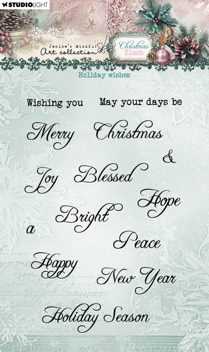 JMA Clear Stamp Holiday Wishes Christmas Blush 14 Pieces