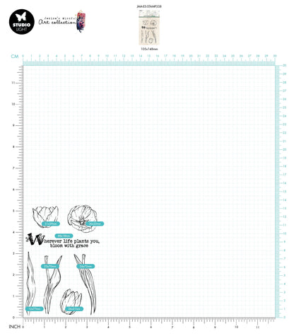 JMA Tampon transparent Éléments Tulipe Essentiels 148x105x3mm 7 pièces nr.338