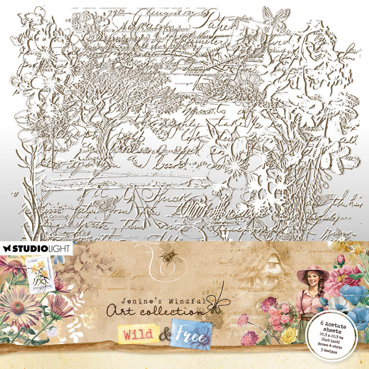 JMA Feuilles acétate Blanc & Marron Sauvage & Libre 6 F