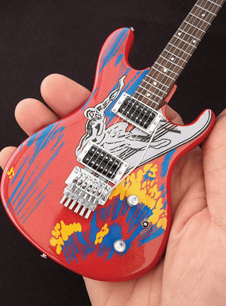Réplique miniature de la guitare Joe Satriani Silver Surfer