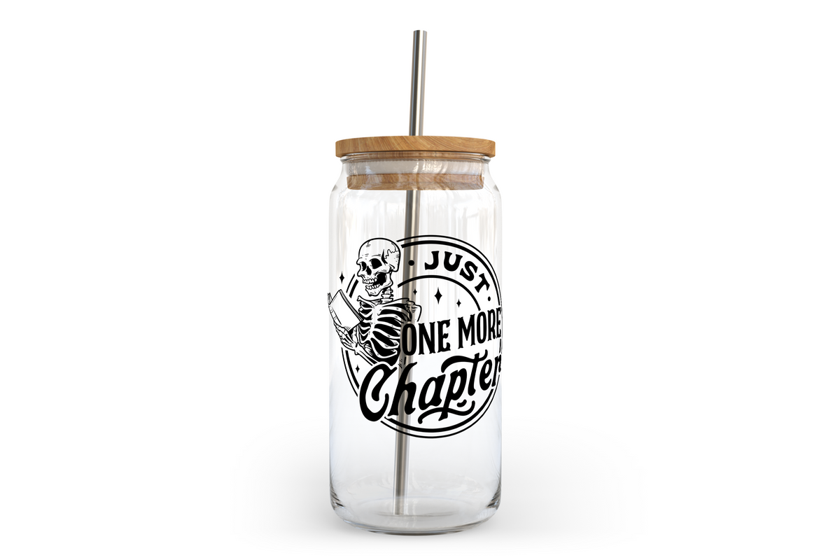 Verre « Just One More Chapter » avec couvercle en bambou