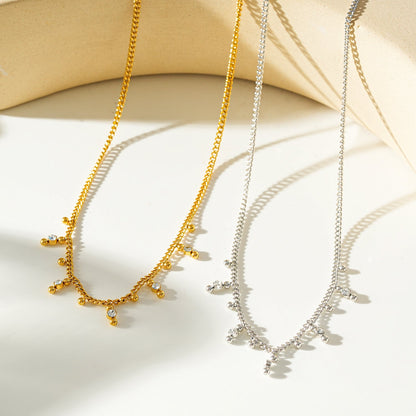 Style KALPI : Collier en chaîne avec zircons et perles en argent