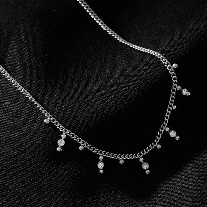 Style KALPI : Collier en chaîne avec zircons et perles en argent