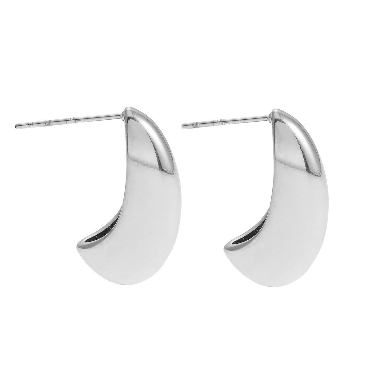 KEENE Or Blanc (Argenté) : Boucles d'oreilles clous géométriques légères à l'aspect épais