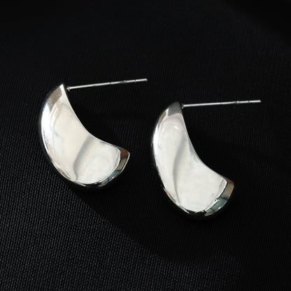 KEENE Or Blanc (Argenté) : Boucles d'oreilles clous géométriques légères à l'aspect épais