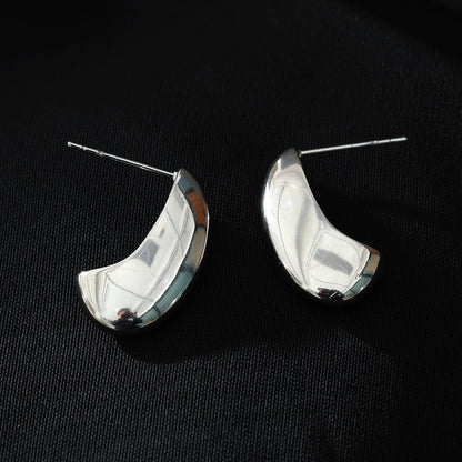 KEENE Or Blanc (Argenté) : Boucles d'oreilles clous géométriques légères à l'aspect épais