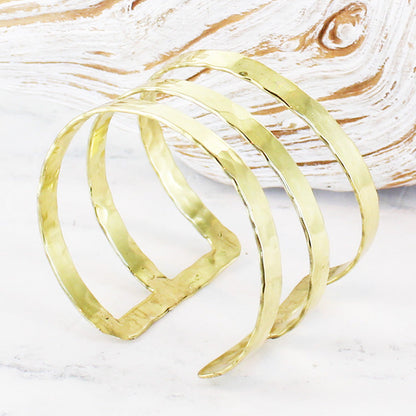 Triple Bar Metal Cuff - Gold Colour