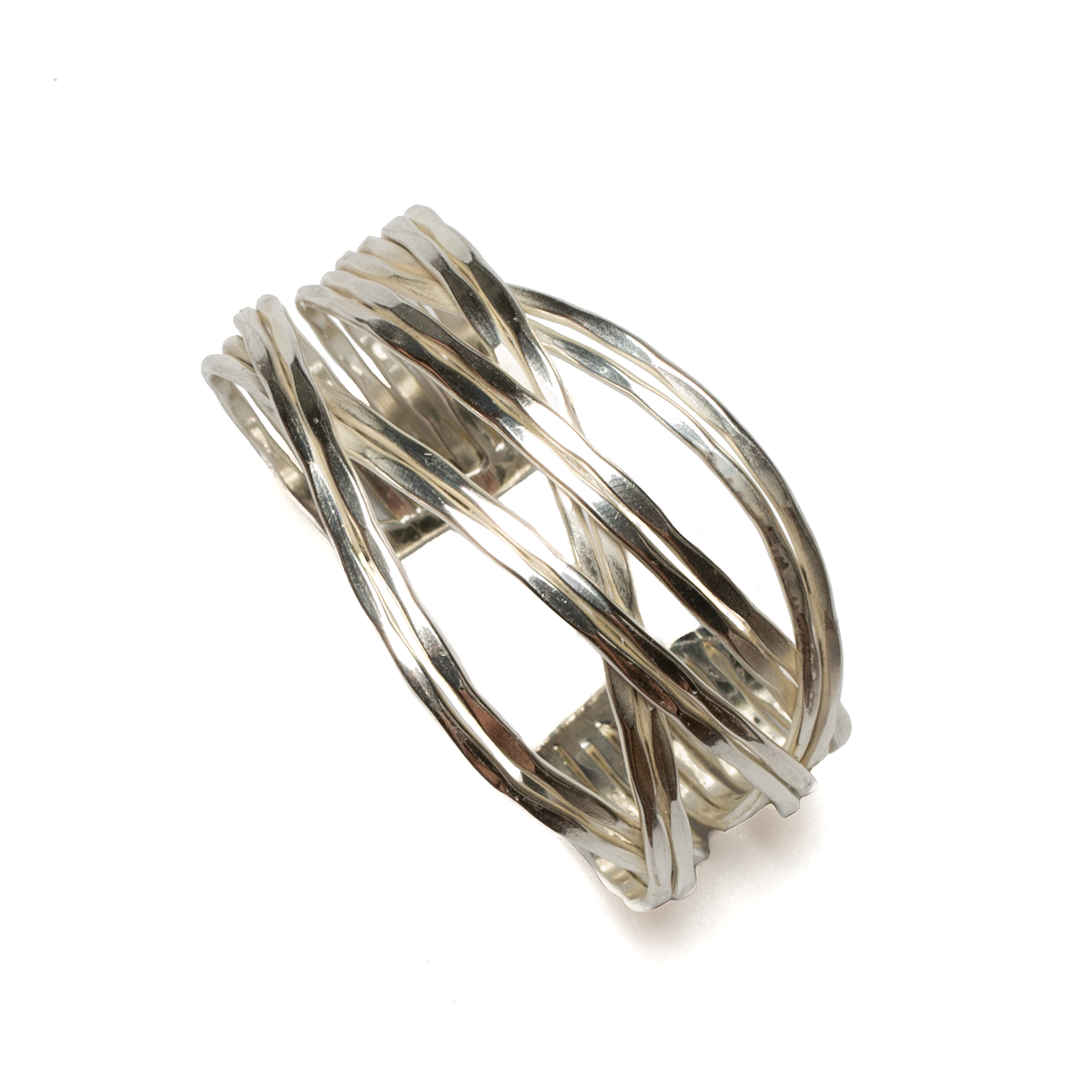 Loose Plait Metal Cuff - Silver Colour