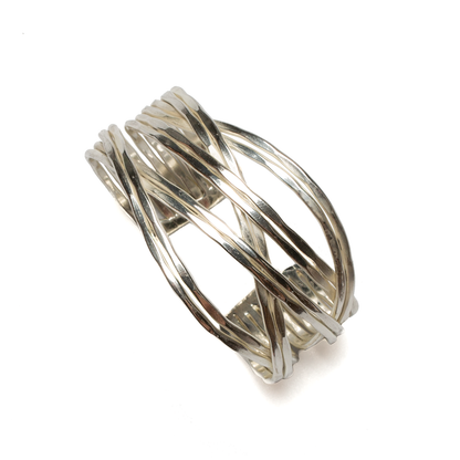 Loose Plait Metal Cuff - Silver Colour