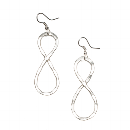 Twisted Loop Metal Earrings - Silver Colour