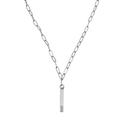 Style KORATIA: Minimalist Chain Necklace with Zirconia Gemstones in Silver