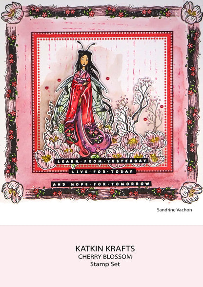 Tampons transparents Katkin Krafts Fleur de cerisier 15 x 20 cm