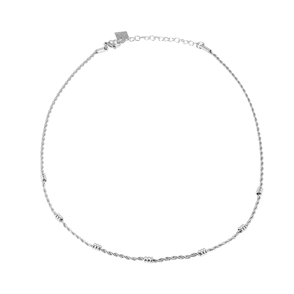 LEMOGES Or blanc argenté : Collier chaîne torsadée perlée