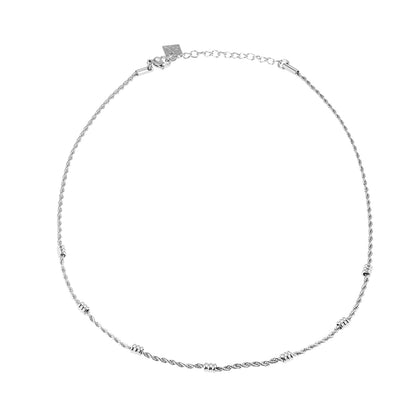 LEMOGES Or blanc argenté : Collier chaîne torsadée perlée