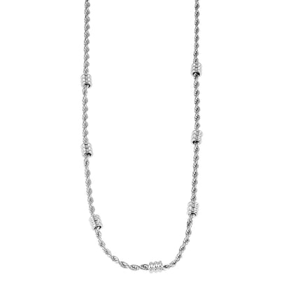 LEMOGES Or blanc argenté : Collier chaîne torsadée perlée
