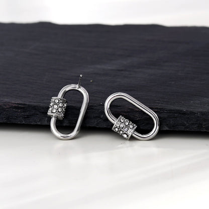 LENNON Silver Carabiner Earrings with Pavé Zirconia Accent