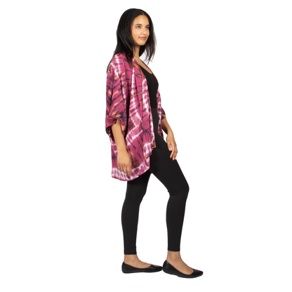 Purple 'Hippie' Tie Dye Short Kimono