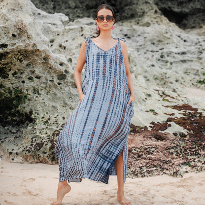 Robe Simple Tie-Dye Osseuse - Grise