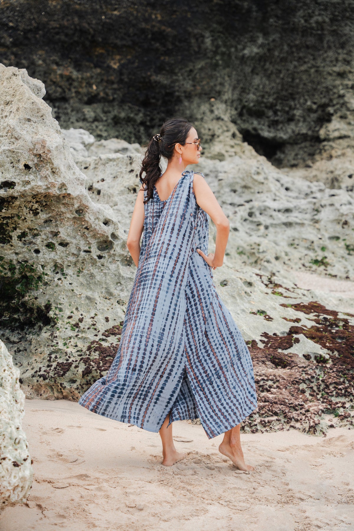 Robe Simple Tie-Dye Osseuse - Grise