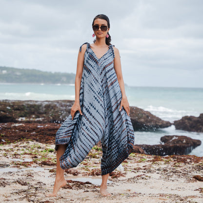 Barboteuse simple tie-dye en jersey - Grise