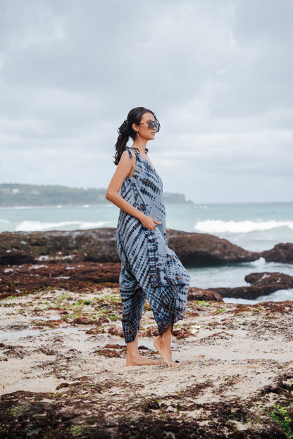 Barboteuse simple tie-dye en jersey - Grise