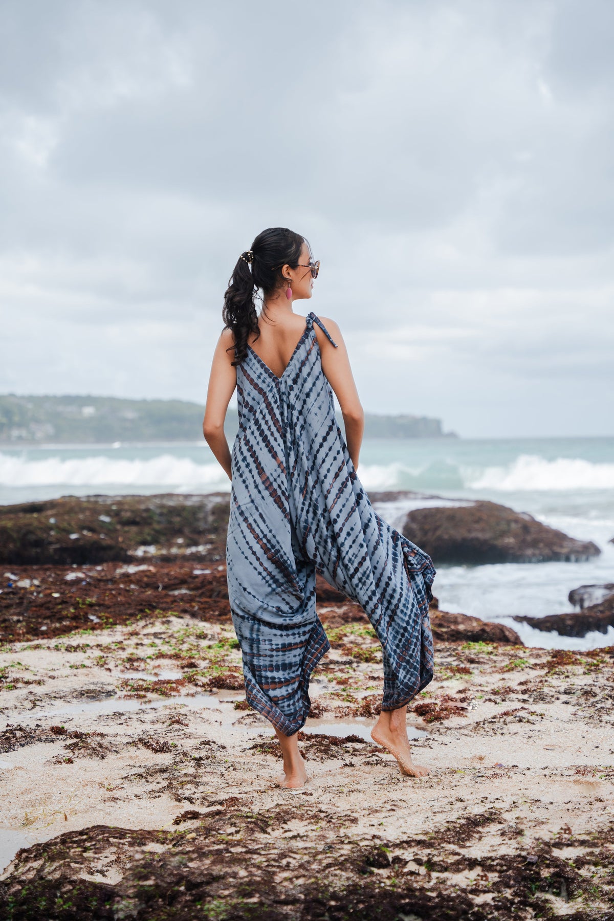 Barboteuse simple tie-dye en jersey - Grise